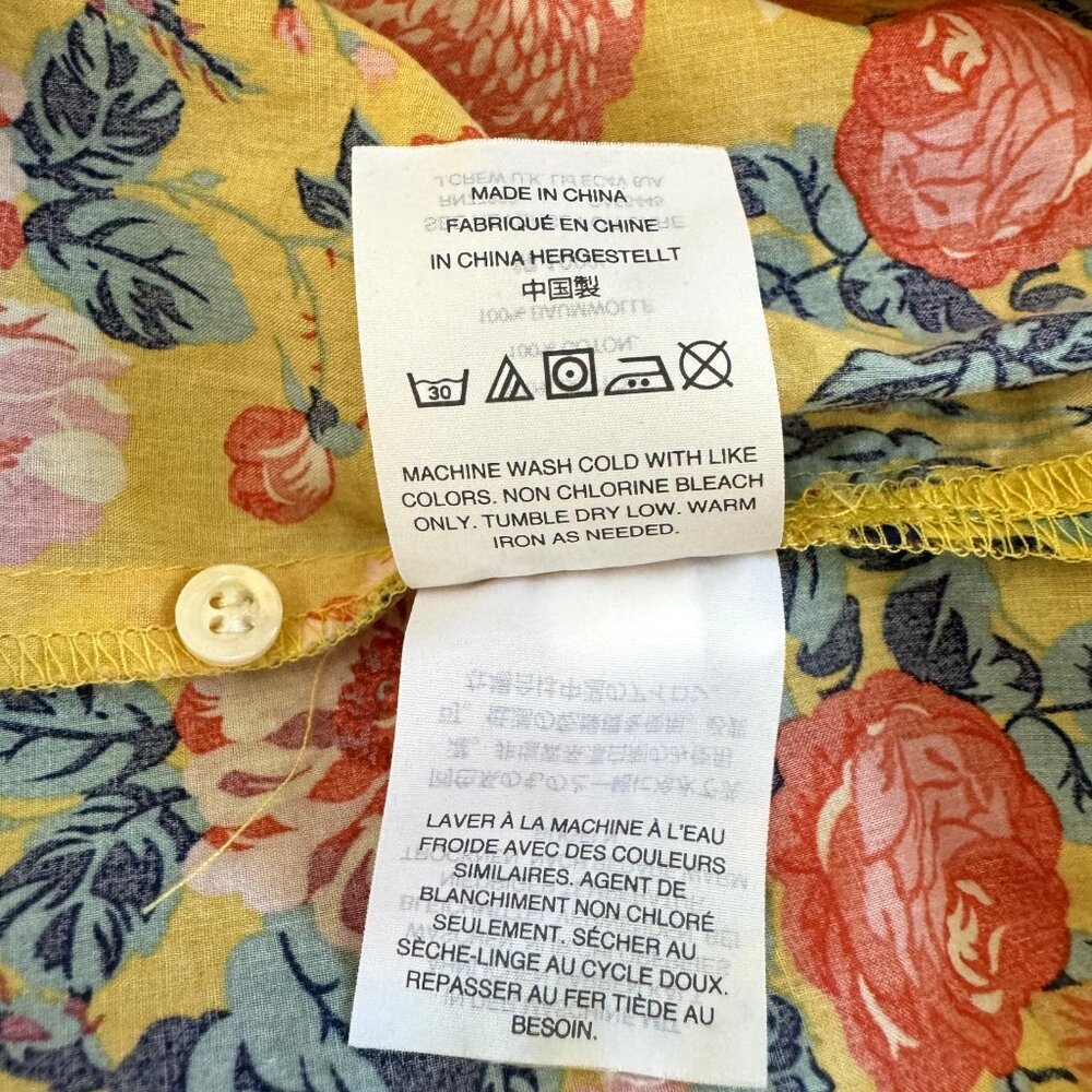 J. Crew Shirt Size 6 / S Liberty Fabric Yellow Floral Blouse Magical Bouquet - Picture 11 of 12